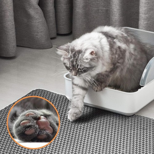 EVA Honeycomb Double-Layer Cat Litter Mat - BPA-Free, Waterproof & Easy to Clean in Gray